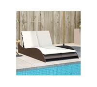 vidaXL Chaise longue 368288 – avec coussins, dossier réglable, poly rotin Marron 114x205x73 cm