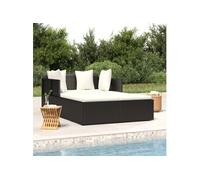 vidaXL Chaise longue avec coussins Noir 182x118x63 cm Poly rotin