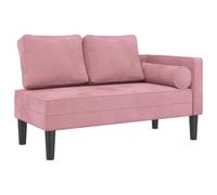 Chaise longue avec coussins rose velours Rose G