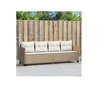 vidaXL Chaise longue avec coussins et dossier Poly Rattan Beige