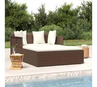 vidaXL Chaise longue avec coussins Noir 182x118x63 cm Poly rotin