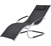 Chaise longue avec oreiller Aluminium et textilène noir