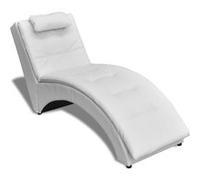 Chaise Longue Avec Oreiller Blanc Similicuir Blanc