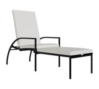 Chaise longue avec repose-pied Résine tressée Noir