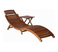 vidaXL Bain de soleil avec table Bois massif d'acacia brun Marron