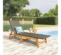 Chaise longue avec table Résine tressée et bois massif d acacia Bois G