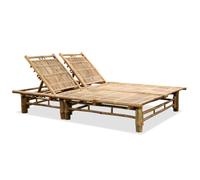 vidaXL Chaise longue à 2 places en bambou – Dossier réglable – Transat bain de soleil