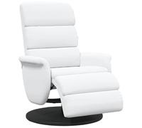 Chaise longue blanche 98 x 71 x 106 cm en polyuréthane | Repose-pieds réglable, siège en mousse, cadre en métal, cuir synthétique, pour salon
