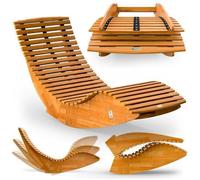 Chaise Longue CASARIA® à Bascule pliable en Bois d'acacia certifié FSC Transat Ergonomique Bain de Soleil Jardin Sauna