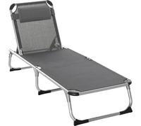 Chaise longue, chaise longue de jardin pliable en aluminium avec toile en maille ergonomique et dossier réglable sur 5 positions, idéale pour le jardin et la terrasse, gris