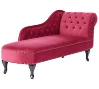 Chaise Longue Côté Droit Méridienne en Velours Rouge Glamour Elégant Salon Nimes