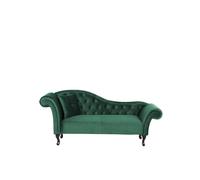 Chaise longue côté gauche en velours vert foncé LATTES