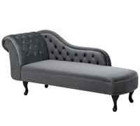 Chaise Longue Côté Gauche Méridienne en Velours Gris Glamour Elégant Salon Nimes