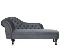 Chaise Longue Côté Gauche Méridienne en Velours Gris Glamour Elégant Salon Nimes