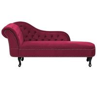 Chaise Longue Côté Gauche Méridienne en Velours Rouge Glamour Elégant Salon Nimes