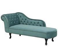 Chaise Longue Côté Gauche Méridienne en Velours Vert Glamour Elégant Salon Nimes