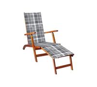 vidaXL Chaise longue d'extérieur avec repose-pieds, support en bois massif d'acacia et coussin