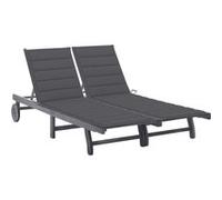 vidaXL Bain de soleil 2 personnes avec support Gris acacia massif