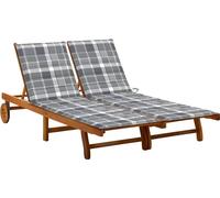 Chaise longue de jardin 2 places avec coussins Acacia solide