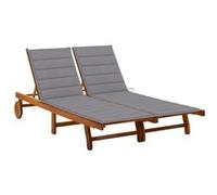 vidaXL Bain de soleil 2 personnes avec coussins en bois massif d'acacia