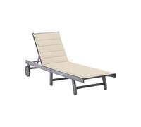 Chaise longue de jardin avec coussin Gris Bois d acacia solide Gris G