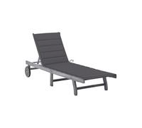 Chaise longue de jardin avec coussin Gris Bois d acacia solide Gris G