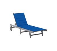 Chaise longue de jardin avec coussin Gris Bois d acacia solide Gris G
