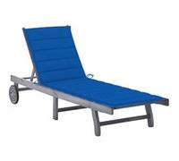 Chaise longue de jardin avec coussin Gris Bois d acacia solide Gris G