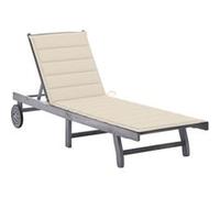 Chaise longue de jardin avec coussin Gris Bois d acacia solide Gris G