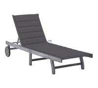 Chaise longue de jardin avec coussin Gris Bois d acacia solide Gris G