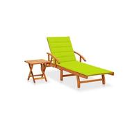 vidaXL Bain de soleil en bois massif d'acacia avec table et support