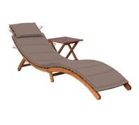 vidaXL Bain de soleil avec table et support en bois massif d'acacia
