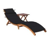 vidaXL Bain de soleil avec table et support en bois massif d'acacia