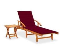 vidaXL Bain de soleil avec table et support en bois massif d'acacia