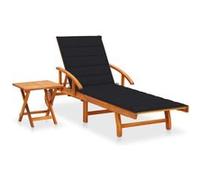 vidaXL Bain de soleil avec table et support en bois massif d'acacia