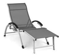 Blumfeldt Chaise longue de jardin Sunnyvale – dossier 4 positions, repose-pieds pliable, gris