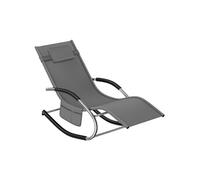 Chaise longue de jardin ergonomique avec fonction de balancement gris