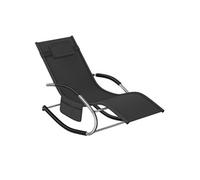 Chaise longue - TECTAKE - Fauteuil détente de jardin TAYA ergonomique avec fonction de balancement et accoudoirs incurvés - Noir