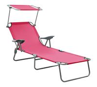 Chaise Longue de Jardin Extérieur avec Baldaquin Acier Rouge 58x189x27 cm vidaXL
