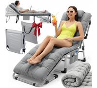 Chaise Longue De Jardin Lit De Camping Pliant + Matelas + Oreiller + Housse