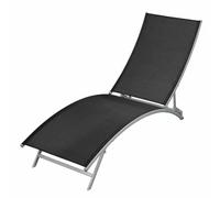 Chaise Longue de Jardin Plage Bain de Soleil Transat Textilène Noir vidaXL