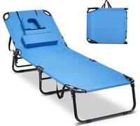 Chaise longue de jardin pliable COSTWAY, chaise longue avec ouverture pour le visage, 3 coussins et dossier réglable, chaise longue de plage pouvant supporter jusqu'à 150 kg, 194 x 63 x 37 cm
