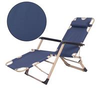 Chaise longue de jardin pliable Springos® Zero Gravity – Fauteuil de détente 2 en 1 avec coussin, repose-pieds réglable, bleu/beige, jusqu'à 120 kg