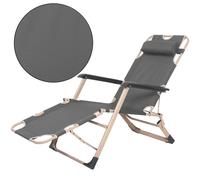 Chaise longue de jardin pliable Springos® Zero Gravity – Fauteuil de détente 2 en 1 avec coussin, repose-pieds réglable, gris/beige, jusqu'à 120 kg