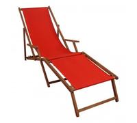 Chaise longue de jardin rouge, chilienne, bain de soleil pliant avec repose-pieds 10-308F