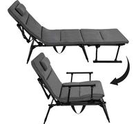 Chaise longue de jardin Springos® avec fonction lit de camp, réglable en 5 positions, jusqu'à 120 kg