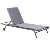 Chaise Longue de Jardin Structure Métallique Gris Foncé Dossier inclinable Tissu