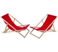 Chaise longue de jardin Woodok Bain de soleil en bois de hêtre Chaise longue jusqu'à 120 kg pliable 2pcs rouge