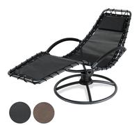 Casaria Chaise longue de relaxation Eve moka en acier laqué Fonction bascule Chaise Fauteuil de jardin à bascule