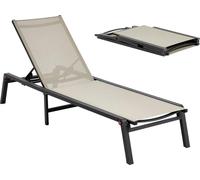 Chaise longue d'extérieur, capacité de charge de 181 kg, chaise longue pliable, 5 positions réglables, assemblage facile, chaises longues de piscine en aluminium robuste, pour la plage, le jardin ou l